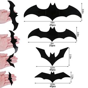 DIYASY Halloween Bats Wall Decor,140 Pcs 3D Bat Decoration Stickers for Home Decor 4 Size Waterproof Black Spooky Bats for Room Decor