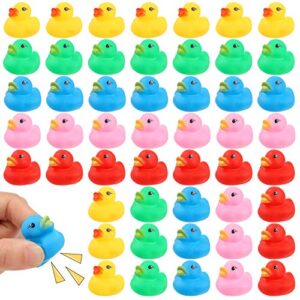 50 pcs rubber ducks bath toy, multicolor mini rubber duck bulk float duck baby bath toy, shower birthday party christmas favors gift (5 colors)