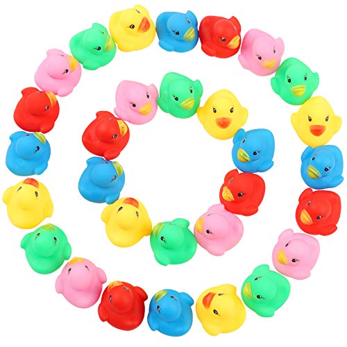 50 Pcs Rubber Ducks Bath Toy, Multicolor Mini Rubber Duck Bulk Float Duck Baby Bath Toy, Shower Birthday Party Christmas Favors Gift (5 Colors)
