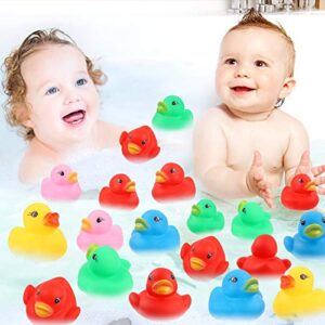 50 Pcs Rubber Ducks Bath Toy, Multicolor Mini Rubber Duck Bulk Float Duck Baby Bath Toy, Shower Birthday Party Christmas Favors Gift (5 Colors)