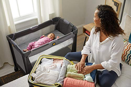 Century Travel On 2-in-1 Compact Playard with Bassinet, Playpen with Sheet Included, Metro