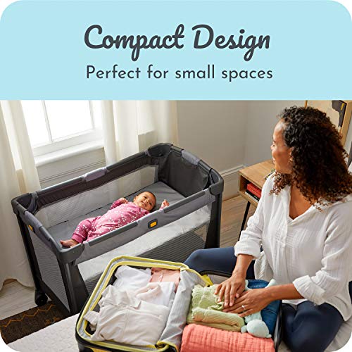 Century Travel On 2-in-1 Compact Playard with Bassinet, Playpen with Sheet Included, Metro