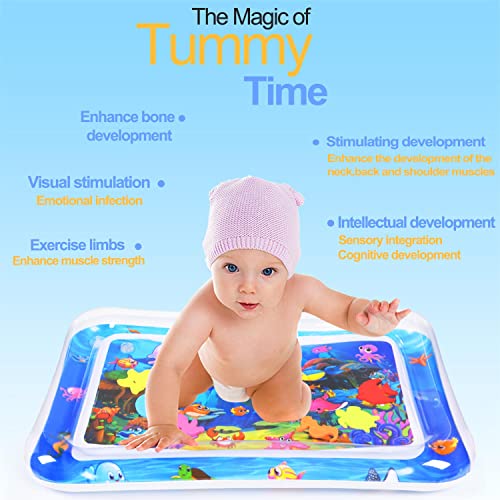 Tummy Time Water Mat Inflatable Baby Water Play mat for 3 6 9 Months Newborn Girl & Boy Early Activity Center