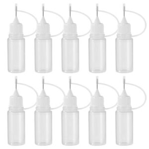 exceart 10 pcs needle tip glue bottles 10ml precision refillable squeeze tip applicator empty needle plastic bottle for diy craft