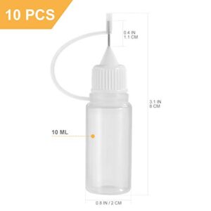 EXCEART 10 Pcs Needle Tip Glue Bottles 10ml Precision Refillable Squeeze Tip Applicator Empty Needle Plastic Bottle for DIY Craft