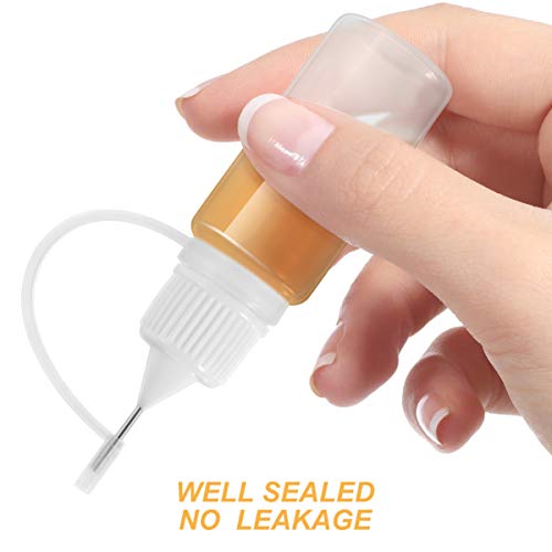 EXCEART 10 Pcs Needle Tip Glue Bottles 10ml Precision Refillable Squeeze Tip Applicator Empty Needle Plastic Bottle for DIY Craft