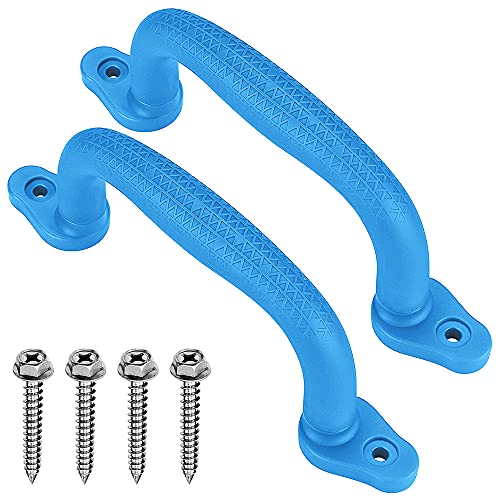 Playset Handles Playground Slide, SELEWARE Safety Hand Grips Bar for Outdoor Playhouse, Jungle Gym, Climbing Frame and Treehouse. Backyard Swing Set Accessories for Kids, SELEWARE Blue