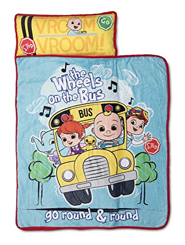 CoComelon Kids Nap-Mat Set – Includes Pillow and Fleece Blanket – Great for Boys or Girls Napping During Daycare, Preschool, or Kindergarten - Fits Toddlers and Young Children