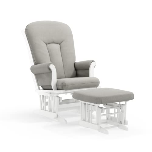 Dutailier Alice 0209 Glider Multiposition-Lock Recline with Ottoman (White/Light Grey)