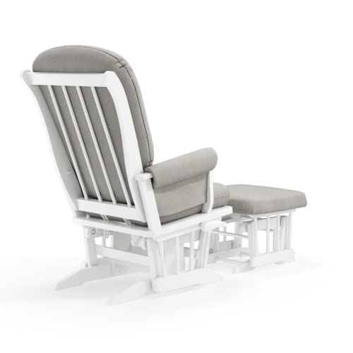 Dutailier Alice 0209 Glider Multiposition-Lock Recline with Ottoman (White/Light Grey)