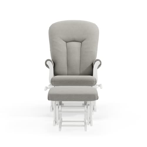 Dutailier Alice 0209 Glider Multiposition-Lock Recline with Ottoman (White/Light Grey)