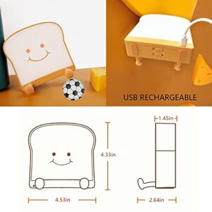 QANYI Toast Bread Night Light,Soft LED Toast Lamp with Cute Face Always Smile,Bedroom Table Lamps Graduation Gifts Ideas for Teen Girls 10 11 12 13 14 Year Old Girls