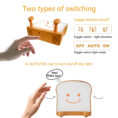 QANYI Toast Bread Night Light,Soft LED Toast Lamp with Cute Face Always Smile,Bedroom Table Lamps Graduation Gifts Ideas for Teen Girls 10 11 12 13 14 Year Old Girls