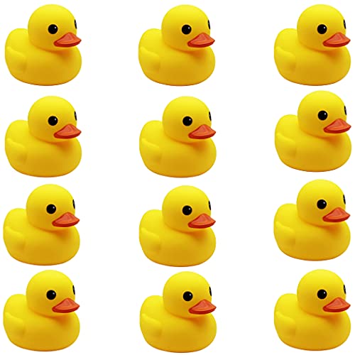 umbresen Yellow Rubber Ducks Preschool Bath Toys Bathtub Duckies Gift for Baby Shower Infants Toddlers Car Pool Float Halloween Adults Party Favors Carnival Decorations (Small Yellow 2.2''-12pcs)