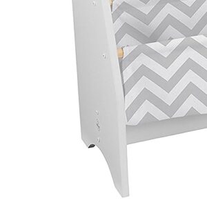 KidKraft 26166 Round Table and Chair Set, White/Gray, 3 & Wooden Sling Bookcase, Sturdy Canvas Fabric, Chevron Pattern- Gray & White