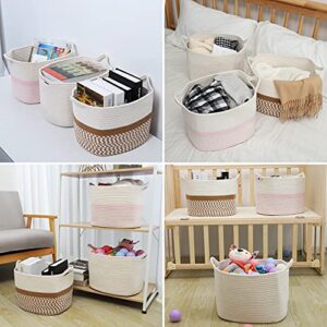 ABenkle Storage Basket, Rope Basket, Dog Toy Basket, Woven Basket, Small Blanket Basket, White Basket, Clothes Basket, Towel Basket, Decorative Boho Gift Basket for Shelf Closet Bathroom Organizer