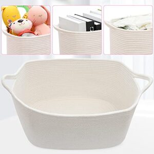 ABenkle Storage Basket, Rope Basket, Dog Toy Basket, Woven Basket, Small Blanket Basket, White Basket, Clothes Basket, Towel Basket, Decorative Boho Gift Basket for Shelf Closet Bathroom Organizer