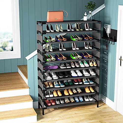 Tribesigns 10 Tiers Shoe Rack, Large Capacity Shoe Organizer, Shoe Shelf for 50 Pair, Large Shoe Rack, Extra Large Shoe Shelf