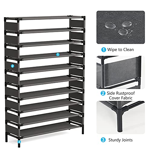 Tribesigns 10 Tiers Shoe Rack, Large Capacity Shoe Organizer, Shoe Shelf for 50 Pair, Large Shoe Rack, Extra Large Shoe Shelf