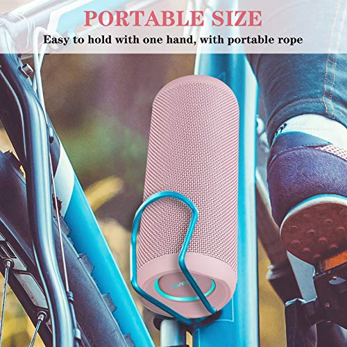 Outdoor Portable Bluetooth Speaker, Wireless IPX7 Waterproof Speaker, 25W Loud Sound, Bassboom Technology, TWS Pairing, 16H Playtime, Speaker with Lights - Pink