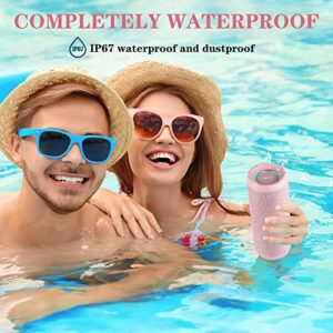 Outdoor Portable Bluetooth Speaker, Wireless IPX7 Waterproof Speaker, 25W Loud Sound, Bassboom Technology, TWS Pairing, 16H Playtime, Speaker with Lights - Pink