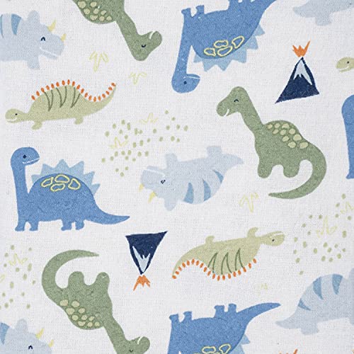 Gerber Boys Newborn Infant Baby Toddler Nursery 100% Cotton Flannel Receiving Swaddle Blanket, Dinosaur Blue, 5 Count (Pack of 1)