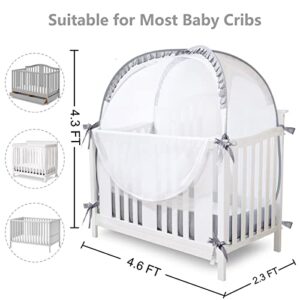 JOINSI Safety Crib Tents to Keep Toddler in, Pop Up Baby Mosquito Net Cover Bed Canopy for Infant