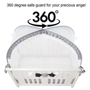 JOINSI Safety Crib Tents to Keep Toddler in, Pop Up Baby Mosquito Net Cover Bed Canopy for Infant