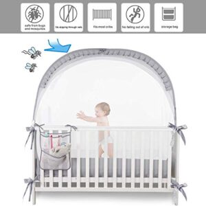 JOINSI Safety Crib Tents to Keep Toddler in, Pop Up Baby Mosquito Net Cover Bed Canopy for Infant