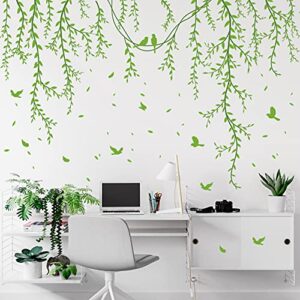 Amaonm Removable Hanging Vines Wall Stickers DIY Green Leaves Plant Grass Wall Decals Peel and Stick Flower Vine Decor for Kids Baby Girls Nursery Bedroom Living Room Offices Classroom (Green)