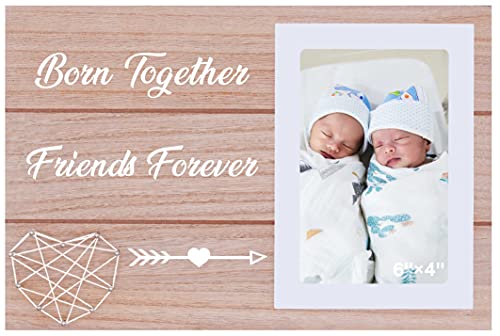 Twin Baby Picture Frame Gift for New Mom Dad Couple - Photo Frame Gift for Dad Mom Of Twins - Born Together Friends Forever - Twins Baby Gift for Mother Father