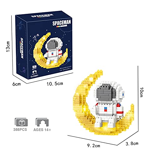 Astronaut Mini Building Sets for Adults, Micro Blocks Cool Small Toys with Led Lighting Kit, Easter Day Coolest Gifts for Teen 12+ Boys Girls to Build - Compatible with Nano(388 PCS)