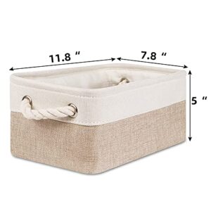 Bidtakay Small Baskets Fabric Storage [6 Pack] Beige Storage Bins 11.8 X 7.8 X 5 Inches Empty Gift Basket Decorative Storage Baskets for Shelves, Baby Clothes Storage, Bathroom(White&Beige)