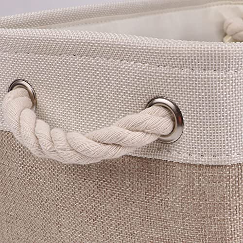 Bidtakay Small Baskets Fabric Storage [6 Pack] Beige Storage Bins 11.8 X 7.8 X 5 Inches Empty Gift Basket Decorative Storage Baskets for Shelves, Baby Clothes Storage, Bathroom(White&Beige)