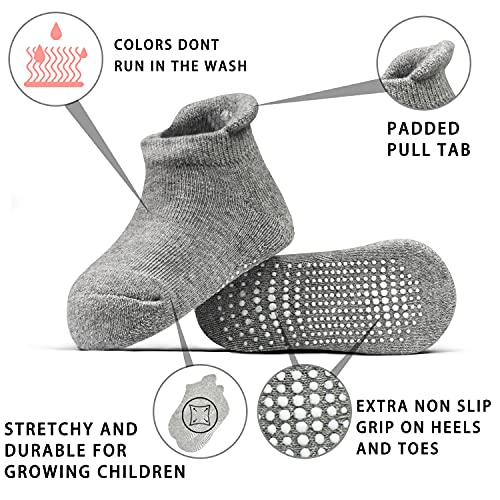 Tphon Non Slip Toddler Socks 12 Pairs Infant Baby Kids Grip Socks for Boy Girls Anti Skid Ankle Socks for 1-3 Year Children