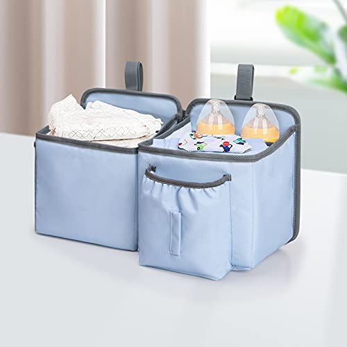 Hanging Diaper Caddy Organizer,Baby Diaper Organizer Bag Storage for Baby Essentials- Baby Diaper Stacker for Crib,D02 BLUE