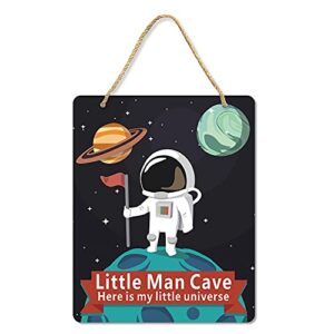 uflashmi baby boy room decor, little man cave decor for nursery, space nursery decor for toddler boys, metal, 8x10 inch