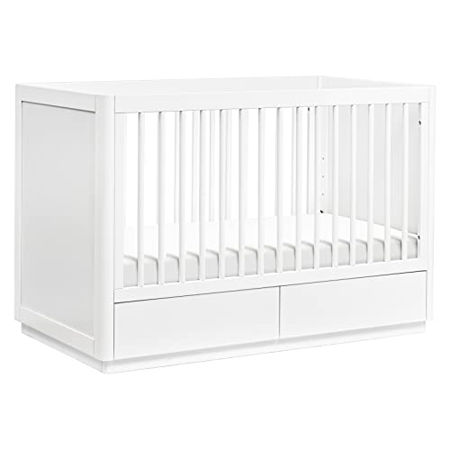 babyletto Bento 3-in-1 Convertible Storage Crib with Toddler Bed Conversion Kit in White, Undercrib Storage Drawers, Greenguard Gold Certified