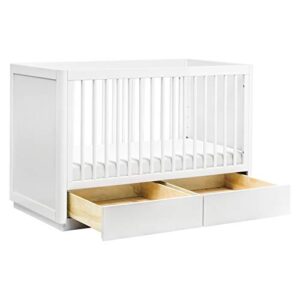 babyletto Bento 3-in-1 Convertible Storage Crib with Toddler Bed Conversion Kit in White, Undercrib Storage Drawers, Greenguard Gold Certified