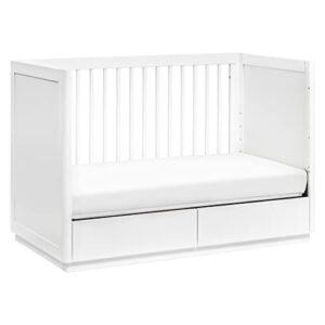 babyletto Bento 3-in-1 Convertible Storage Crib with Toddler Bed Conversion Kit in White, Undercrib Storage Drawers, Greenguard Gold Certified