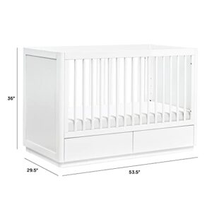 babyletto Bento 3-in-1 Convertible Storage Crib with Toddler Bed Conversion Kit in White, Undercrib Storage Drawers, Greenguard Gold Certified