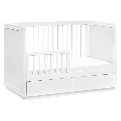 babyletto Bento 3-in-1 Convertible Storage Crib with Toddler Bed Conversion Kit in White, Undercrib Storage Drawers, Greenguard Gold Certified