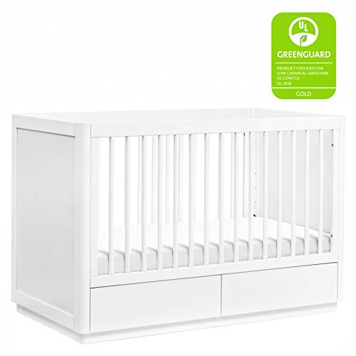 babyletto Bento 3-in-1 Convertible Storage Crib with Toddler Bed Conversion Kit in White, Undercrib Storage Drawers, Greenguard Gold Certified