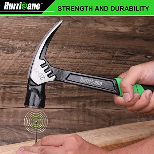 Hurricane Framing Hammer, 20 Oz, One-piece Forged with Magnetic Nail Holder, Shock-Absorbing handle