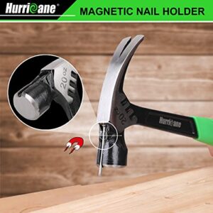 Hurricane Framing Hammer, 20 Oz, One-piece Forged with Magnetic Nail Holder, Shock-Absorbing handle