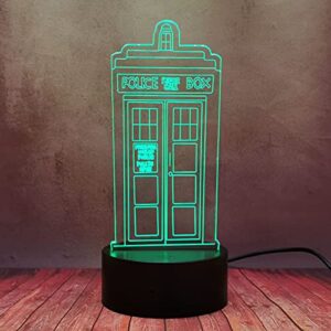 3d led night light police box tardis touch remote control with 16 color gradient and flash creative call box desk lamp home bedroom deco sleep boy birthday gift best toy