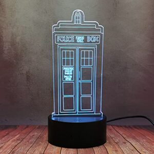 3D LED Night Light Police Box Tardis Touch Remote Control with 16 Color Gradient and Flash Creative Call Box Desk Lamp Home Bedroom Deco Sleep Boy Birthday Gift Best Toy