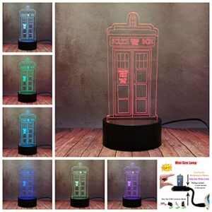 3D LED Night Light Police Box Tardis Touch Remote Control with 16 Color Gradient and Flash Creative Call Box Desk Lamp Home Bedroom Deco Sleep Boy Birthday Gift Best Toy