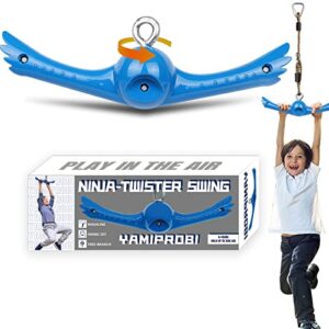 yamiprobi ninja-twister swing spins set: slackline attachments - 360° handle twist-spin flips toy activate ninja powers - ninja warrior accessories - kids ninja hang toys for playground backyard