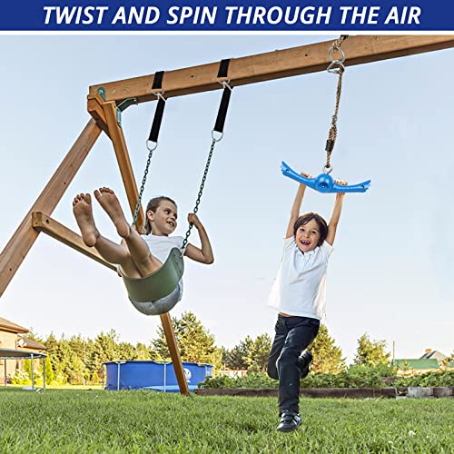 YAMIPROBI Ninja-Twister Swing Spins Set: Slackline Attachments - 360° Handle Twist-Spin Flips Toy Activate Ninja Powers - Ninja Warrior Accessories - Kids Ninja Hang Toys for Playground Backyard